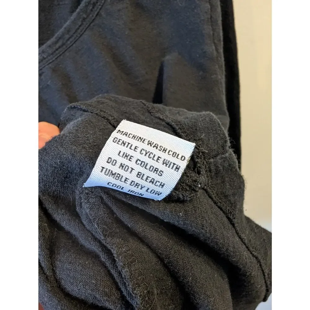 Habitat Black Cotton Long Sleeve Tee Relaxed Fit Seam Detail Minimalist Medium - Picture 6 of 7